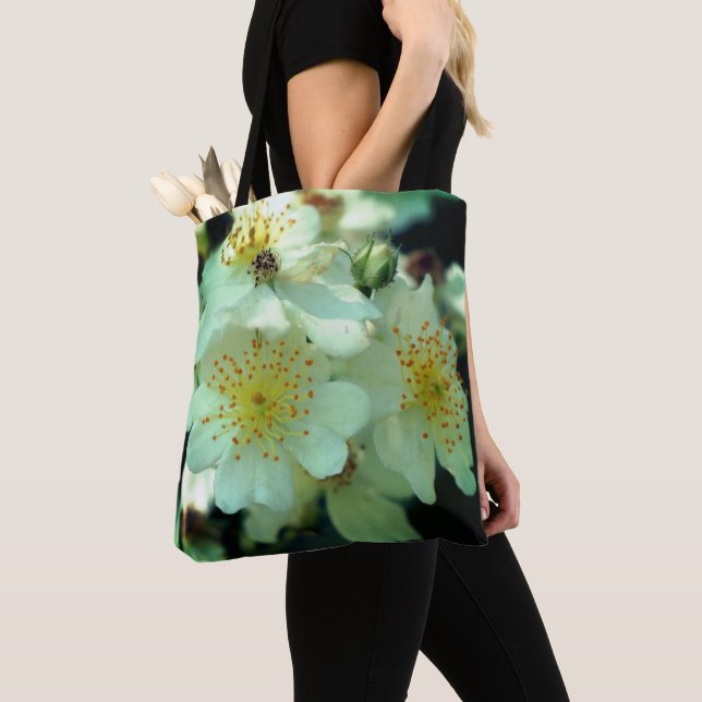 Wild White Rambling Roses Close Up  Tote Bag (Close Up)