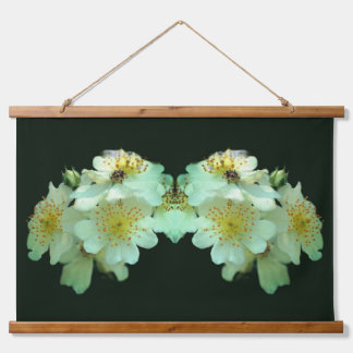 Wild White Rambling Roses Floral Abstract Hanging Tapestry