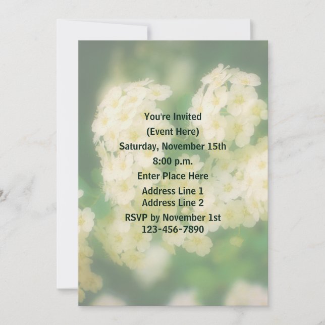 Wild White Rambling Roses Floral Party  Invitation (Front)