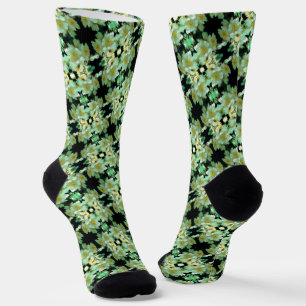 Wild White Rambling Roses Floral Pattern Socks