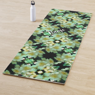 Wild White Rambling Roses Personalised Yoga Mat