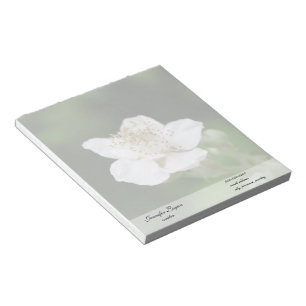 Wild white raspberry flower notepad