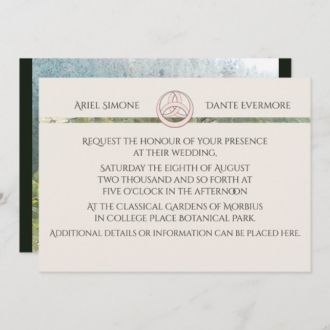 Wild White Rose Triquetra Handfasting Invitation (Front/Back)
