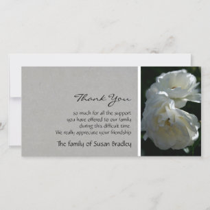 Wild White Roses 1 Sympathy Thank You Card