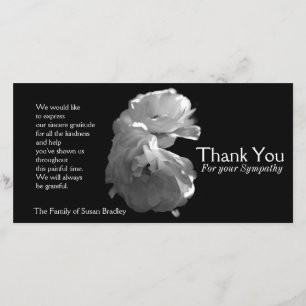 Wild White Roses 3 Sympathy Thank You Card