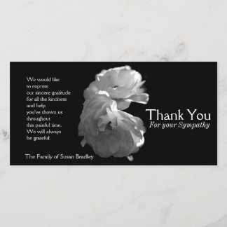 Wild White Roses 3 Sympathy Thank You Card