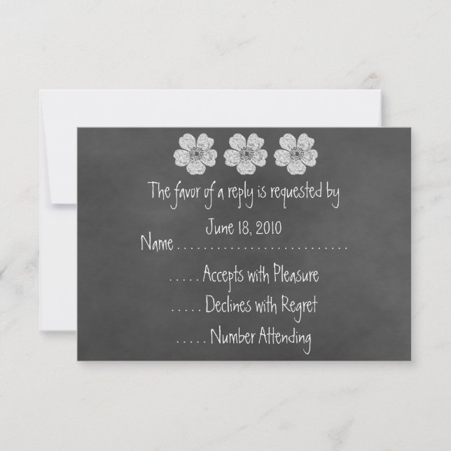 Wild White Roses Chalkboard RSVP Cards (Front)