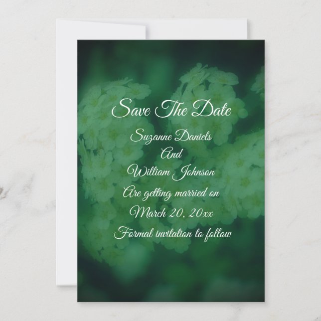 Wild White Roses Floral Wedding  Save The Date (Front)