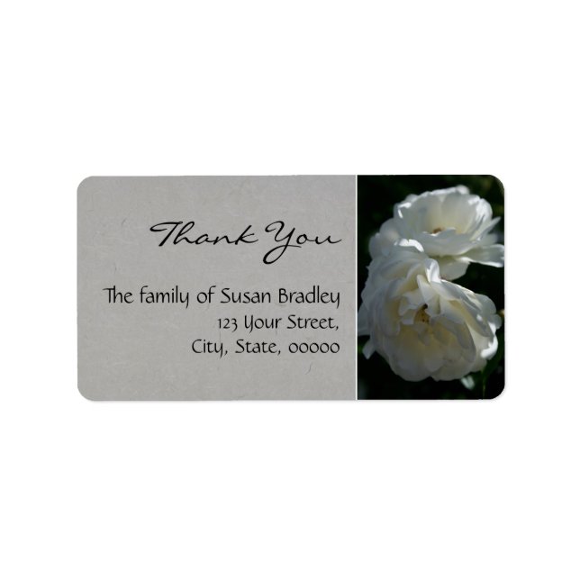 Wild White Roses Thank You Label 1 (Front)