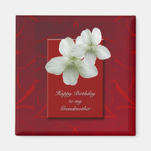 Wild White Violet Grandmother Happy Birthday Magnet