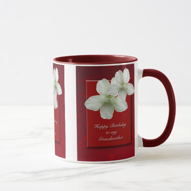 Wild White Violet Grandmother Happy Birthday Mug (Right)