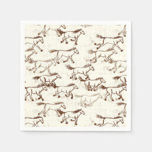 Wild Wild Horses Brown and Ivory Napkins