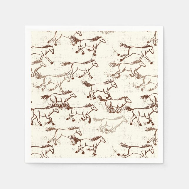 Wild Wild Horses Brown and Ivory Napkins (Front)