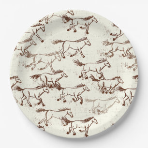 Wild Wild Horses Brown and Ivory Paper Plates