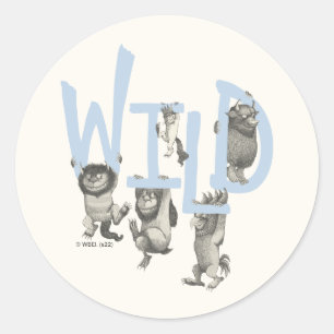 WILD   Wild Things and Max - Blue Classic Round Sticker