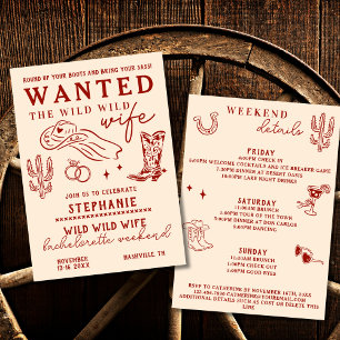 Wild Wild Wife 3-Day Itinerary Bachelorette Party  Invitation