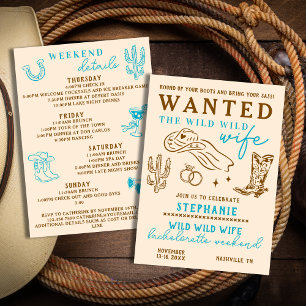 Wild Wild Wife 4 Day Itinerary Bachelorette Party  Invitation