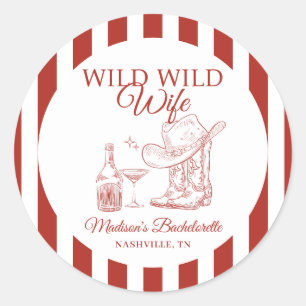 Wild Wild Wife Bachelorette Classic Round Sticker