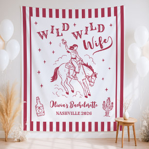 Wild Wild Wife Western Bachelorette Party Backdrop Tapestry