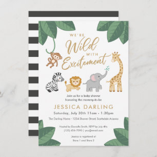 Wild with Excitement Jungle theme baby shower Invitation