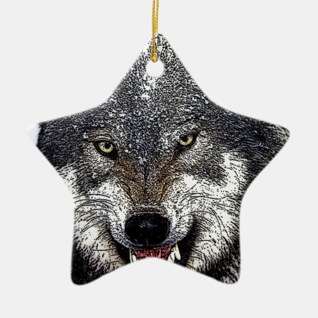 Wild Wolf Ceramic Ornament (Front)