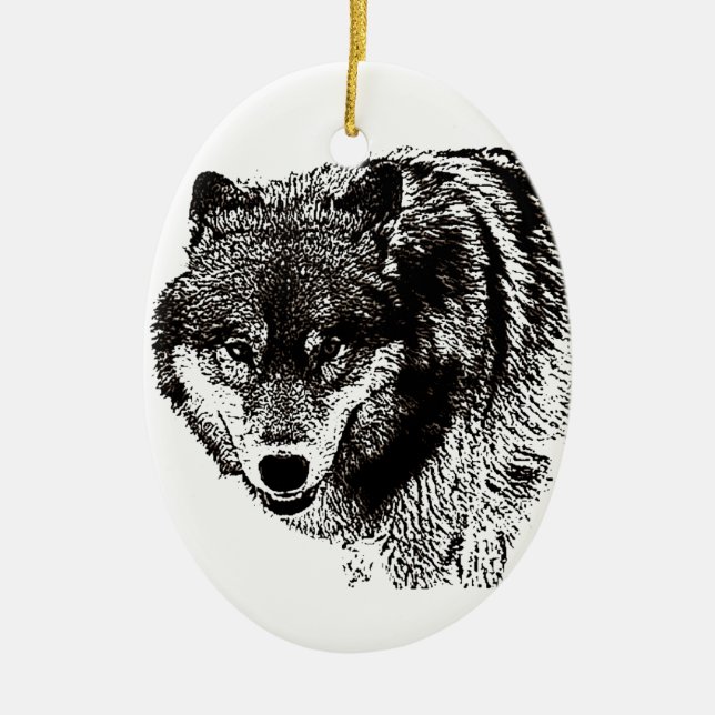 Wild Wolf Ceramic Ornament (Front)