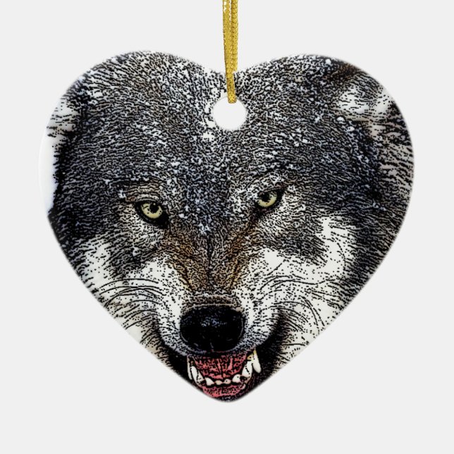 Wild Wolf Ceramic Ornament (Front)