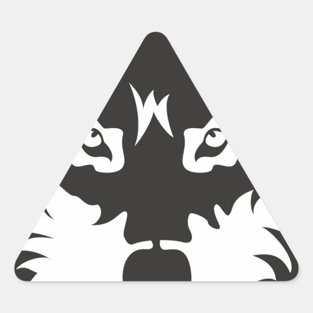 Wild Wolf Face Silhouette Triangle Sticker (Front)
