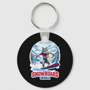 Wild Wolf From Serbia Snowboarding Adventure Key Ring