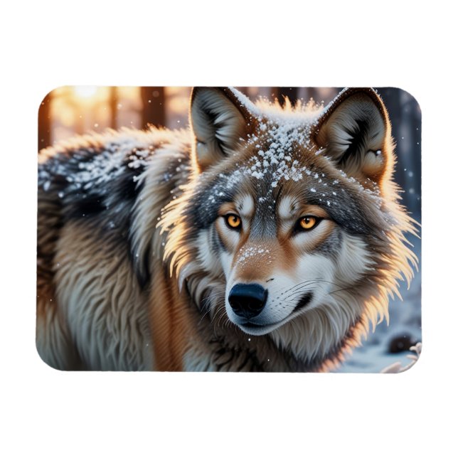Wild wolf in the winter magnet (Horizontal)