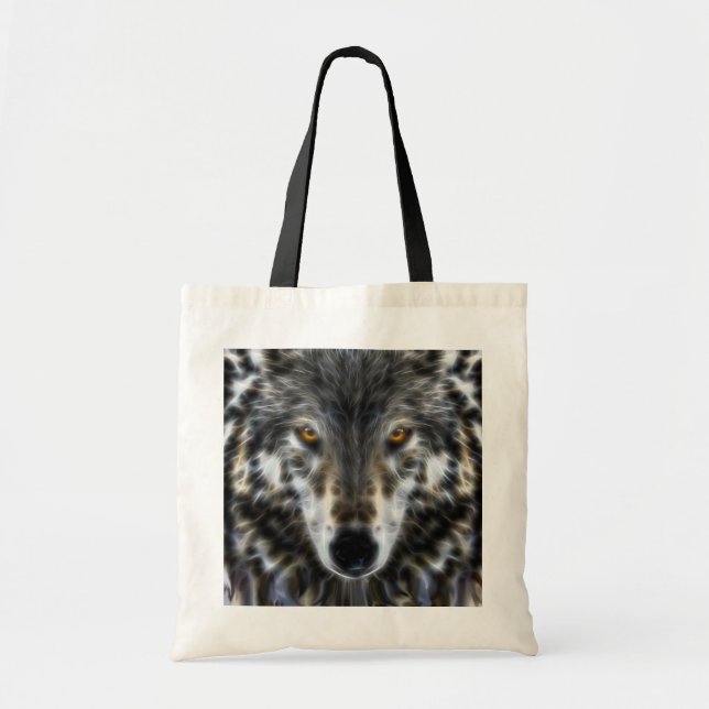 Wild Wolf Inspirational Portrait Tote Bag (Front)