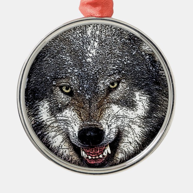 Wild Wolf Metal Ornament (Front)