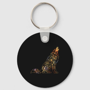 Wild Wolf Pack Retro Vintage Wildlife Lone Colorfu Key Ring