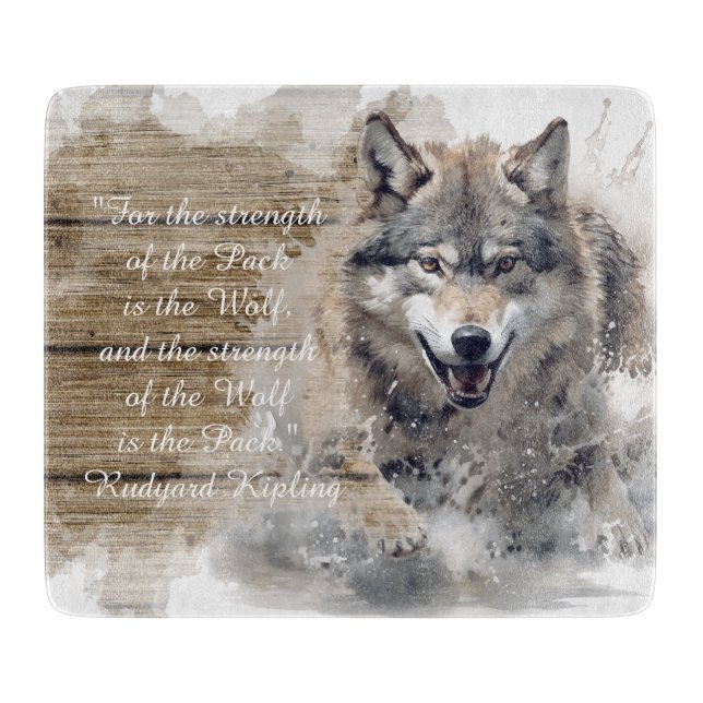 Wild Wolf Quote Cutting Board (Front)