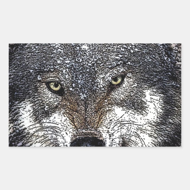Wild Wolf Rectangular Sticker (Front)