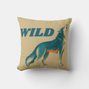 Wild Wolf Vintage Nature Animal Cushion