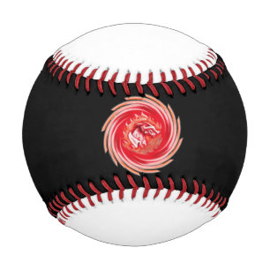 Wild Wolf Whirling black and white baseball