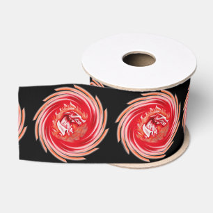 Wild Wolf Whirling black ribbon spool Grosgrain Ribbon
