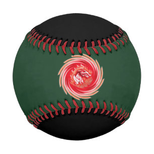 Wild Wolf Whirling green and black baseball
