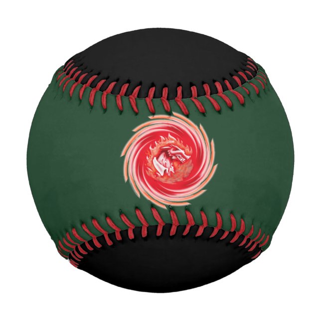 Wild Wolf Whirling green and black baseball (Front)