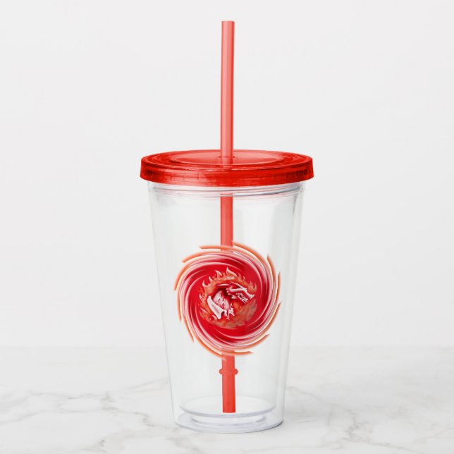 Wild Wolf Whirling red acrylic tumbler (Front)