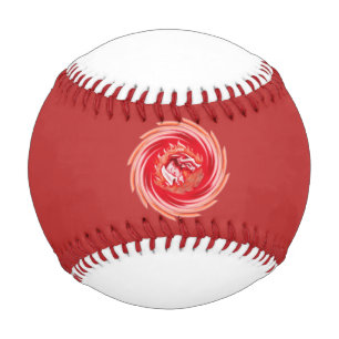 Wild Wolf Whirling red and white baseball