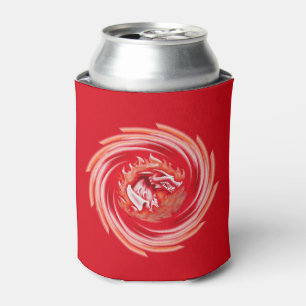 Wild Wolf Whirling red can cooler 2-side