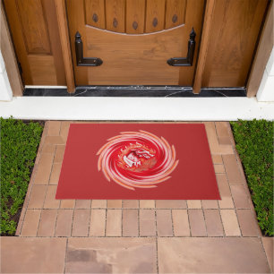 Wild Wolf Whirling red doormat