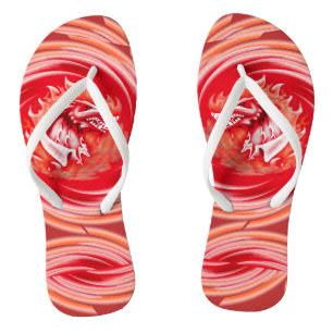 Wild Wolf Whirling red flip flops