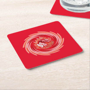 Wild Wolf Whirling red paper drink coasters