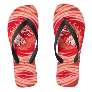 Wild Wolf Whirling red wide flip flops