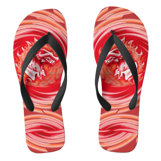 Wild Wolf Whirling red wide flip flops (Footbed)