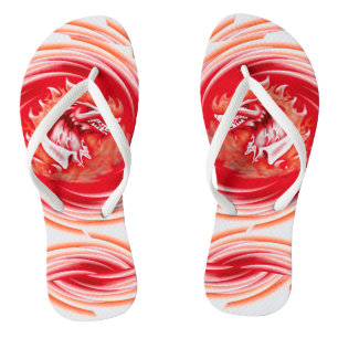 Wild Wolf Whirling white flip flops