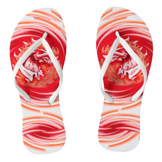 Wild Wolf Whirling white flip flops (Footbed)